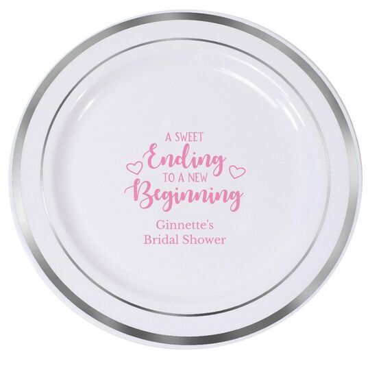 A Sweet Ending to a New Beginning Premium Banded Plastic Plates